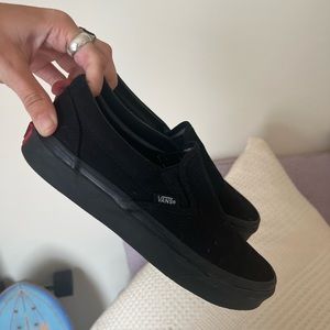 Womens all black slip on Vans